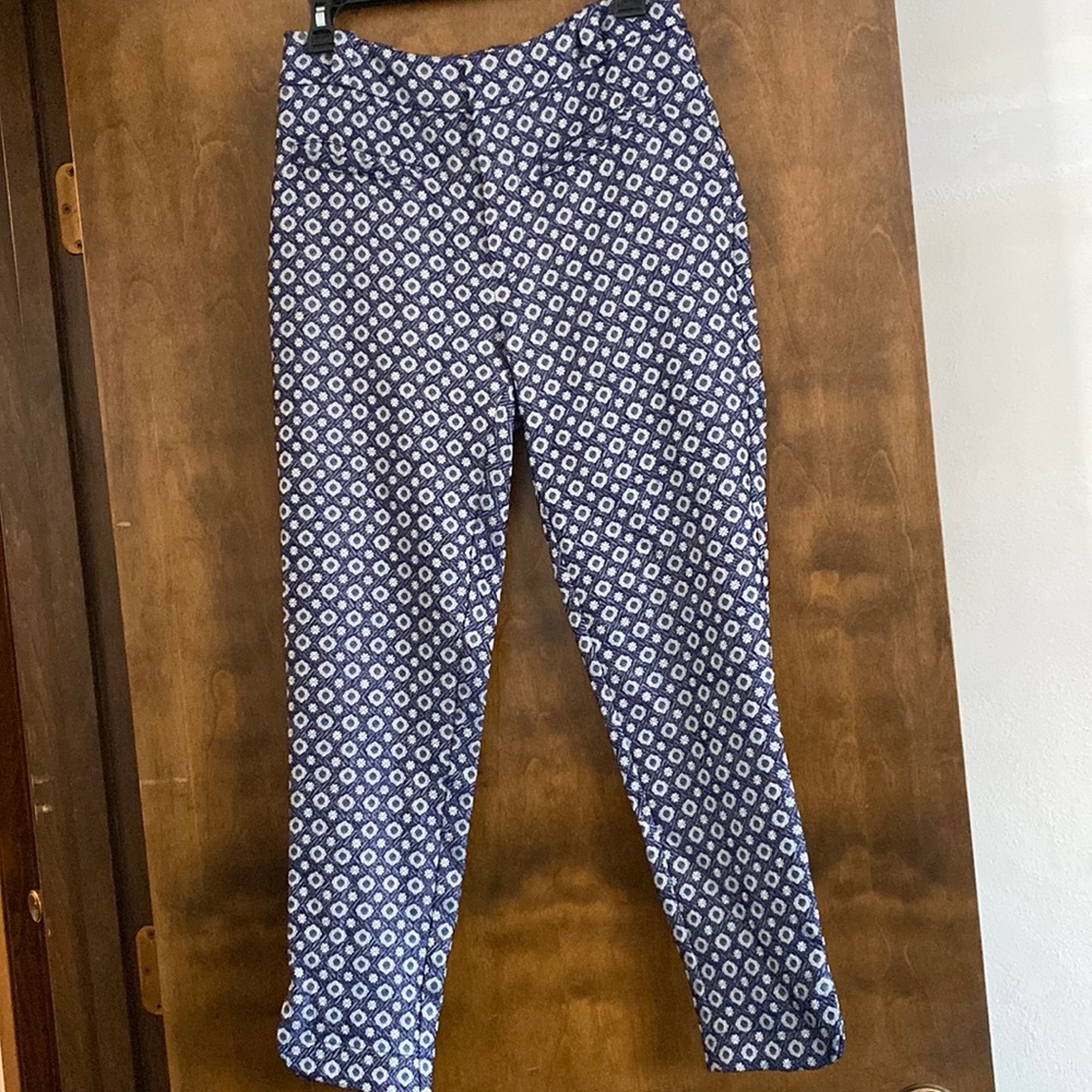 RACHEL ROY damask slacks pants trousers. Beautiful blue pattern! Size US 4.